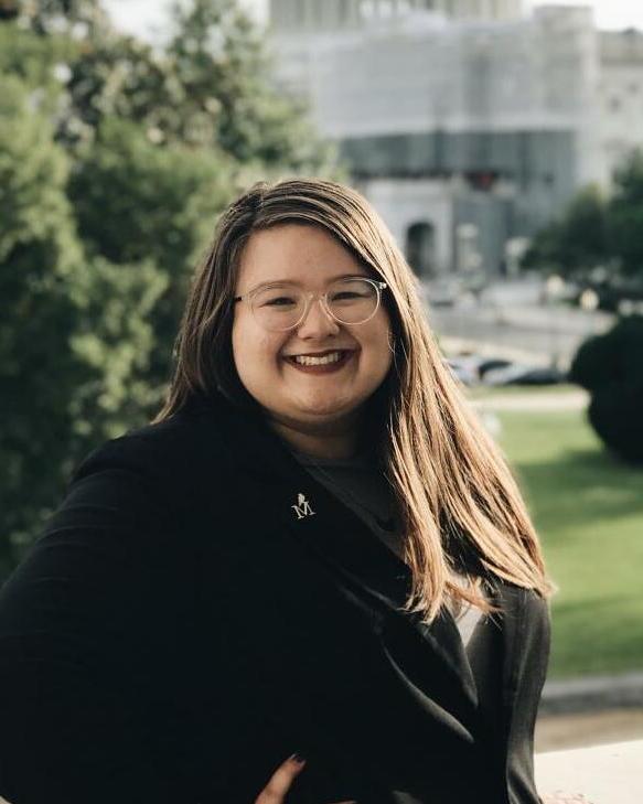 A Montevallo student posing for a photo during a D.C. internship.